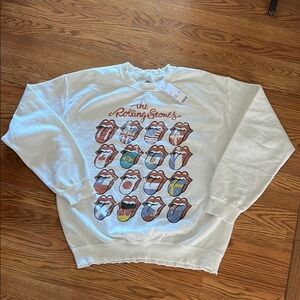 The Rolling Stones Tongue Logo White Concert Sweatshirt @ Urban Outfitters Med.